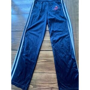 Budweiser Navy Blue Mesh Track Pants White Side Stripe Athletic Joggers Mens